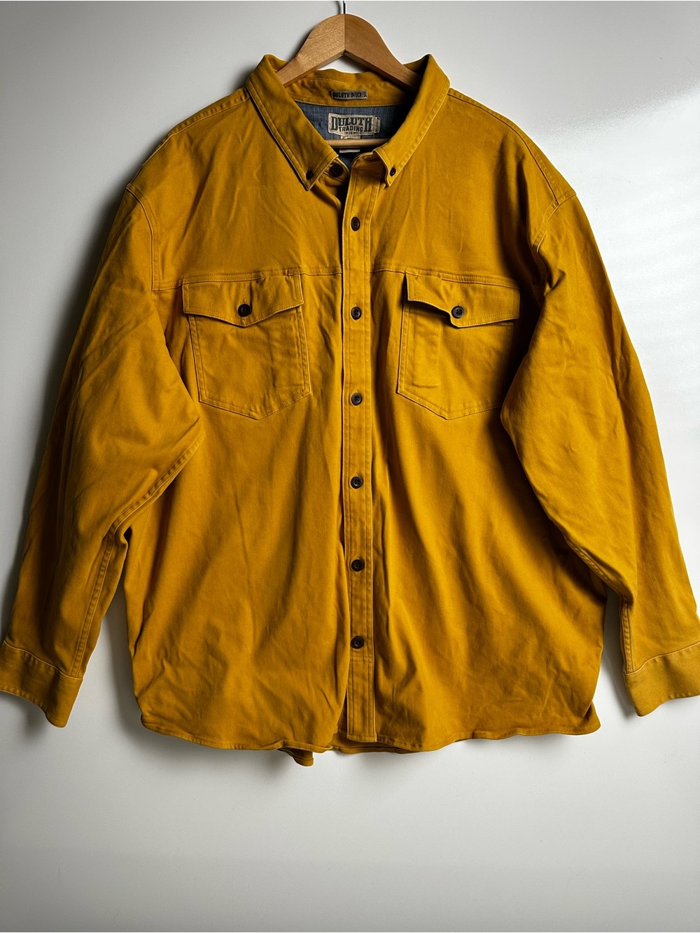 Duluth Trading Co Untucked Heavy Canvas Overshirt Mustard Gold Men 3XL
